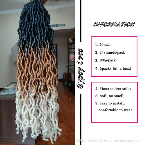 synthetic nu locs hair crochet hair extension Ombre jumbo wavy faux Gypsy locs  For Black Women